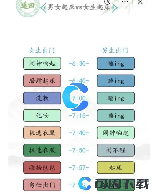 《汉字找茬王》男生起床VS女生起床流程通关攻略