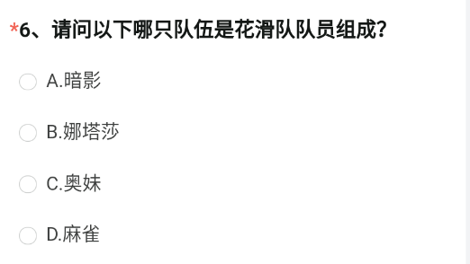 请问以下哪只队伍是花滑队队员组成 《穿越火线枪战王者》2023年4月体验服问卷调查答案