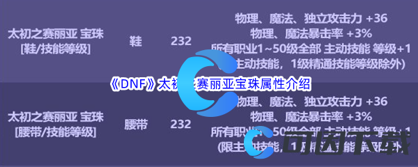 《DNF》地下城与勇士太初之赛丽亚宝珠属性介绍