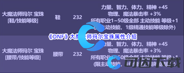 《DNF》地下城与勇士大魔法师玛尔宝珠属性介绍